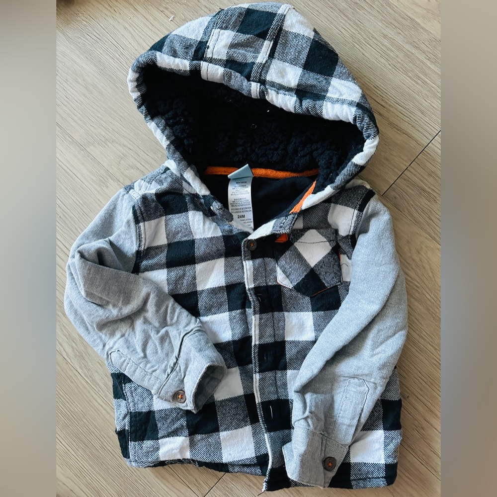 ▪️▫️🍂Buffalo Plaid Toddler Fleece hoodie Jacket 24M🍁▪️▫️